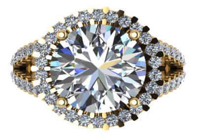 11.5 round GIA N VS2 round natural diamond halo engagement ring 18k yellow gold - Image 1 of 3