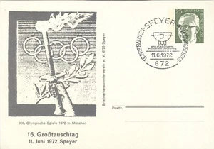 Germany Olympic Games Munich 1972 used darkgray stationery postcard - Picture 1 of 1