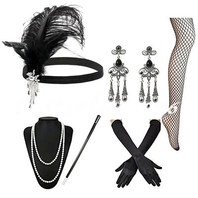 6PCS Set of 1920s Flapper Accessories Set Women Retro Gatsby Costume Accessories - Image 1 of 4