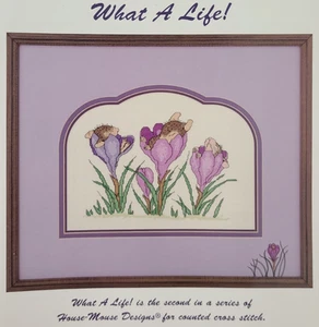 House-Mouse WHAT A LIFE! Counted Cross Embroidery Stitch Kit #HM75 Mice Crocus - Picture 1 of 6