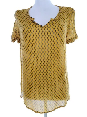 ✨ ESPRIT Womens Bluzka Geometryczny Żółty Krótki rękaw Wiskoza 100% 6/8 (34) ✨ - Image 1 of 4