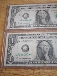 Fancy Serial Number $1 One Dollar Bill C90909061B L52090909C!!!!! - Picture 1 of 4