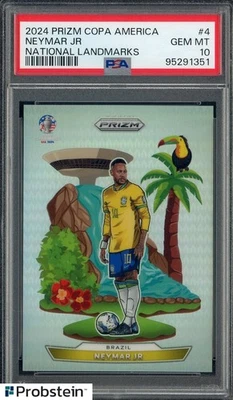 2024 Panini Prizm Copa America National Landmarks #4 Neymar Jr SSP PSA 10 - Image 1 of 2