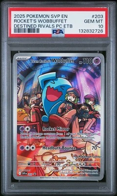 POKEMON 2025 TEAM ROCKET'S WOBBUFFET SVP 203 POKEMON CENTER  PROMO PSA 10 - Image 1 of 2