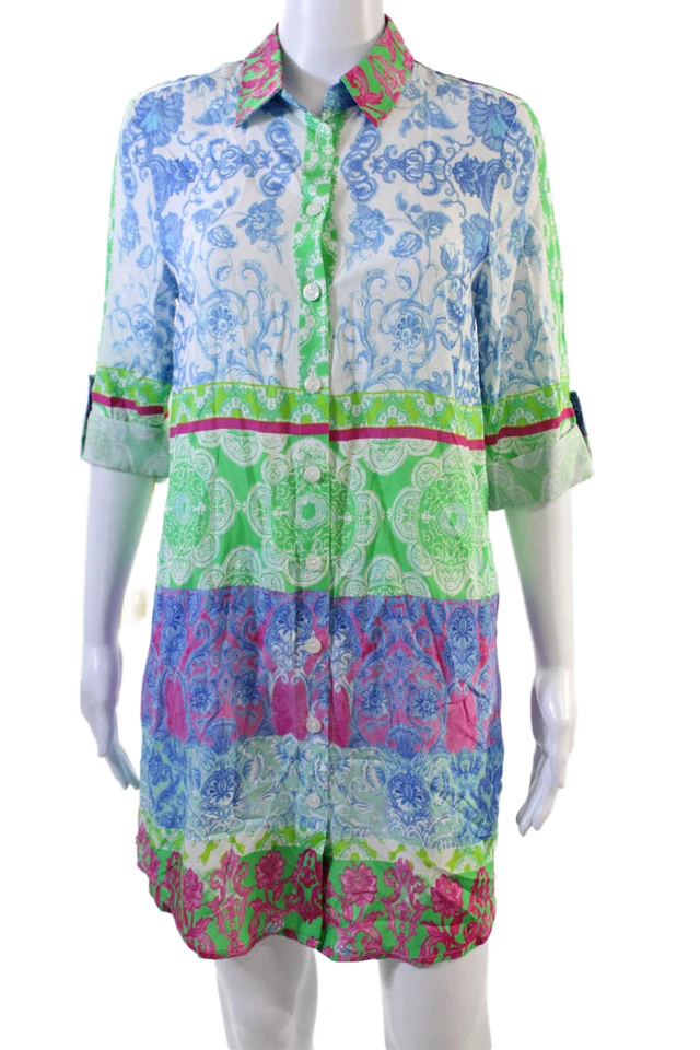 Mini Vestido Camisa Renuar Para Mujer Floral Cuello Abotonado Multicolor Talla S Foto 1 de 4