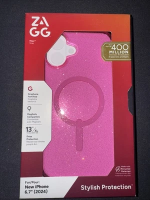 ZAGG Milan Snap Case for iPhone 16 Plus – Pink Glitter MagSafe Compatible 13f... - Image 1 of 3