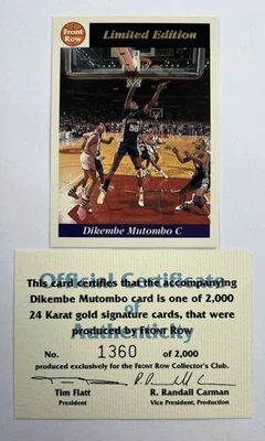1991 Front Row Dikembe Mutombo Auto with COA 136/2000 AR137 - Image 1 of 4