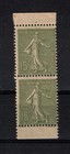 France timbre Semeuse N°130L **/ MNH Paire Verticale de carnet Papier GC - Scans