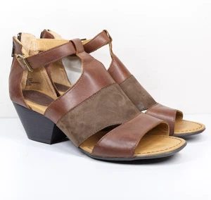 BOC BORN Riemchen-Sandalen Peeptoe Absatz Leder zweifarbig braun Größe 11 - Bild 1 von 9