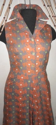 Mono De Colección Años 60 70 Poli Margarita Psicodélico Hippie Estampado Floral Naranja Gris S Foto 1 de 4