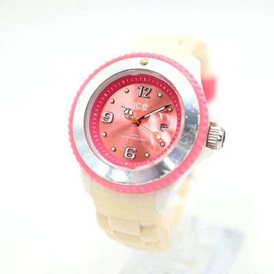 Ice Watch Women's Diver 36mm Pink Date Dial White Silicone Strap w New Battery - Image 1 of 4