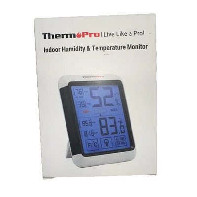 ThermoPro TP55 Digital Indoor Hygrometer Thermometer, 4-Inch White & Grey NIB - Image 1 of 4