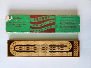 Vintage Brooks Continuous Cribbage Board No. 28 With Box & Wooden Pegs - Picture 1 of 5