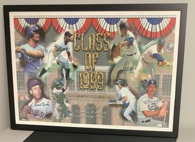 George Brett Signed Poster HOF 1999 Robin Yount Nolan Ryan Cepeda Frame Auto JSA - Image 1 of 4