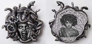 Medusa Silver Coin Greek Mythology Woman Snakes Hair Vintage Horror Scary Terror