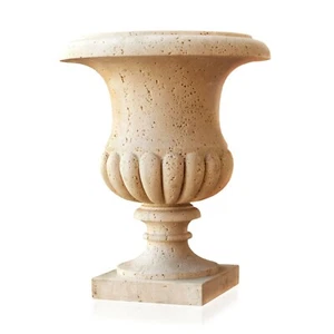 Vaso Calice in Travertino Giallo Vase Chalice in Yellow Travertine 30x38 cm - Picture 1 of 1