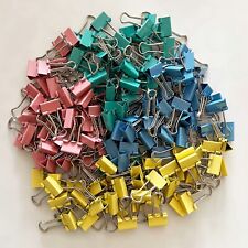 Small Binder Clips, Colorful, Horizontal width 3/4INCH, Small Metal Paper Clamp