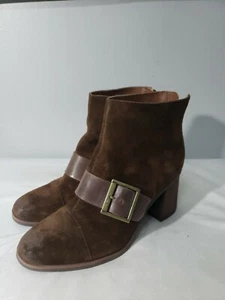 Korks Kork-Ease Denoon Size 8.5 M Brown Suede Leather Buckle Ankle Boots Shoe - Picture 1 of 5