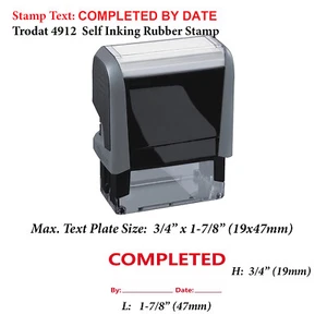 Completed by date - Trodat 4912 Self Inking Rubber Stamp - Picture 1 of 3