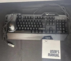 Havit Backlit Multi-Function Gaming Keyboard & Mouse HV-KB558CM Black - No Box - Picture 1 of 6
