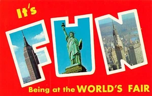 New York NY FUN World’s Fair Large Letter Chrome K-12896 Postcard - Picture 1 of 2