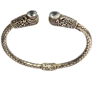 Vintage Ati Topaz Sterling Silver Cuff Bracelet "Blue Topaz Tears" - Picture 1 of 7