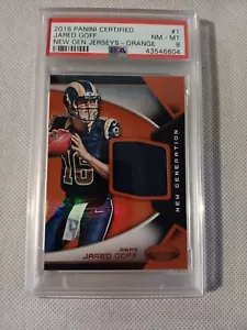 Camiseta de novato 2016 Jared Goff Panini con certificación radiocontrol/399 naranja PSA 8 #1 Rams - Imagen 1 de 4