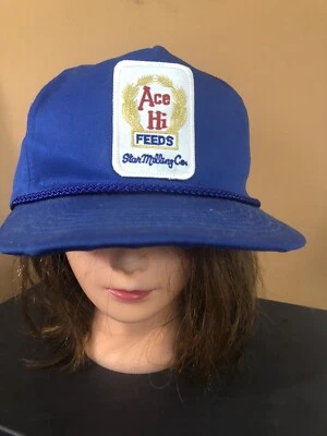 Vintage trucker hat snapback  graphic￼ ACE HI FEED farmer Cap Coop - Image 1 of 4