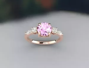 2.50 Karat Saphir & Natürlicher Diamant Verlobungsring 14k Echt Weißgold - Bild 1 von 10