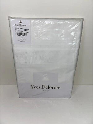 Sábana plana Yves Delorme Prisme Blanc Queen 300TC algodón satén blanco Foto 1 de 3