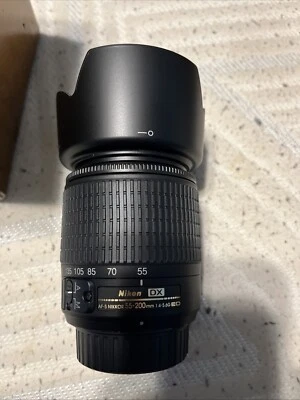 Nikon DX Camera Lens AF-S Nikkor 55-200MM 1:4-5.6G ED With Hood Tested - Image 1 of 4