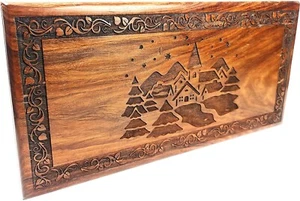 Christmas House Carved Urn Adult Cremation Funeral Memorial Keepsake AshesHolder - Picture 1 of 5