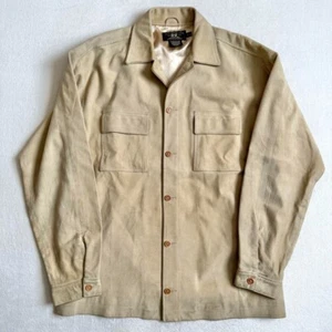 RRL Double RL Leather Shirt Jacket Suede Cowhide Beige Men's Size M Used - Picture 1 of 15