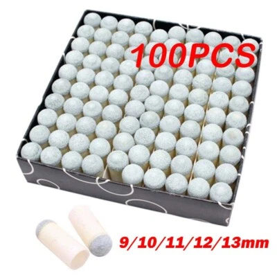 100Pcs 9-13mm Pool Table Billiard Slip On Pool Cue Stick Tips Replacements USA