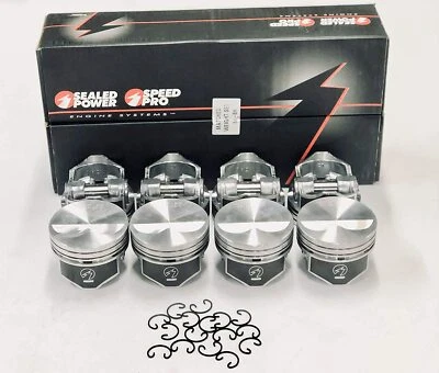 SPEED PRO Hypereutectic Coated Flat Top 2vr Pistons Set/8 Chevy 350 9.7:1 +.060 - Image 1 of 4