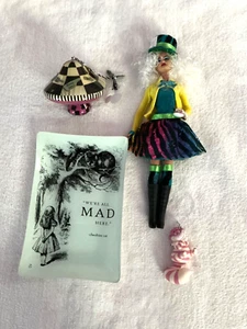 Mad Hatter OOAK Barbie Puppe Custom Made Kristallglas Schale 2 Cheshire Ornamente - Bild 1 von 7