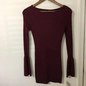 Material Mädchen kleines langärmeliges Auberginenkleid Damen Neu mit Etikett #182 - Bild 1 von 6