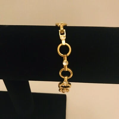 Avon Circle Link Bracelet 7” -8”  Goldtone Adjustable Tennis Bracelet J0727 - Imagem 1 de 4