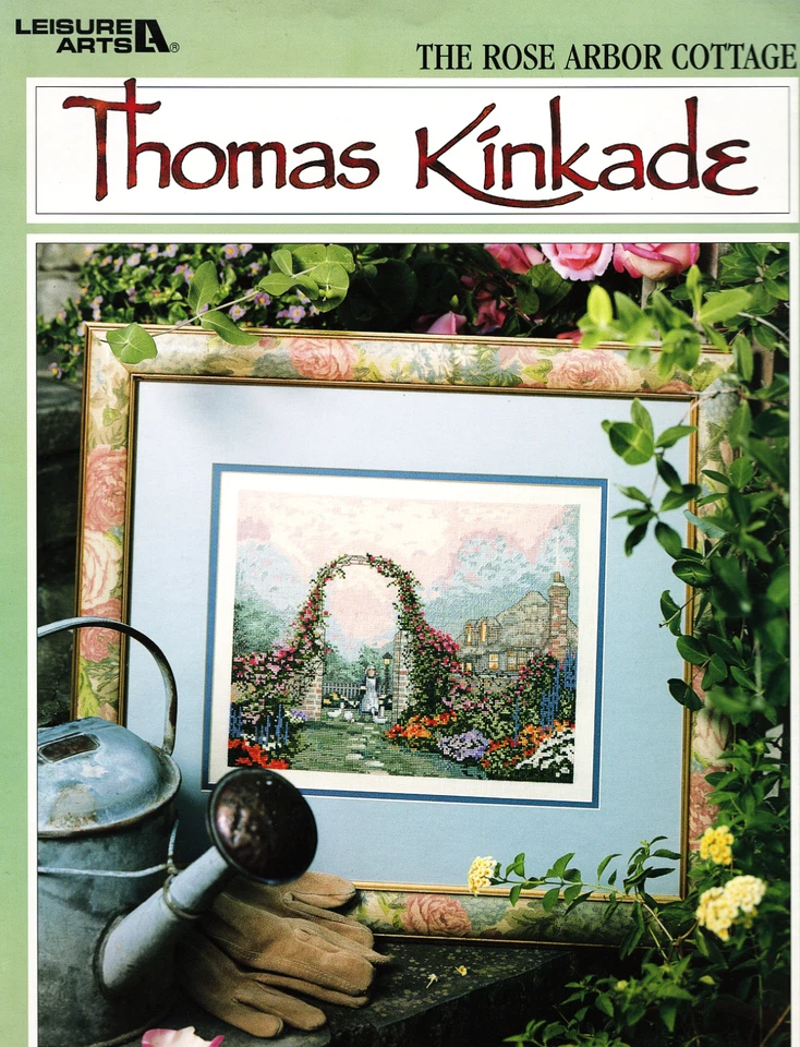 Thomas Kinkade "ROSE ARBOR COTTAGE" Garden Cross Stitch Pattern Chart Leaflet - Image 1 of 1