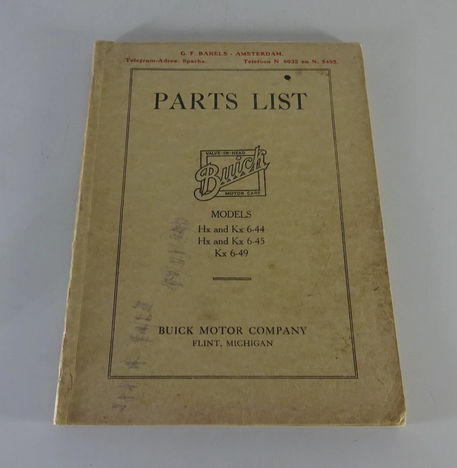 Catalogo Parti Buick Serie HX + KX 6-44 / 6-45 / 6-49 dal 01/1920 - Immagine 1 di 4