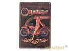 Plaque Métal Déco Vintage - Moto Harley Pin Up Usa - Live The Legend (20X30cm)