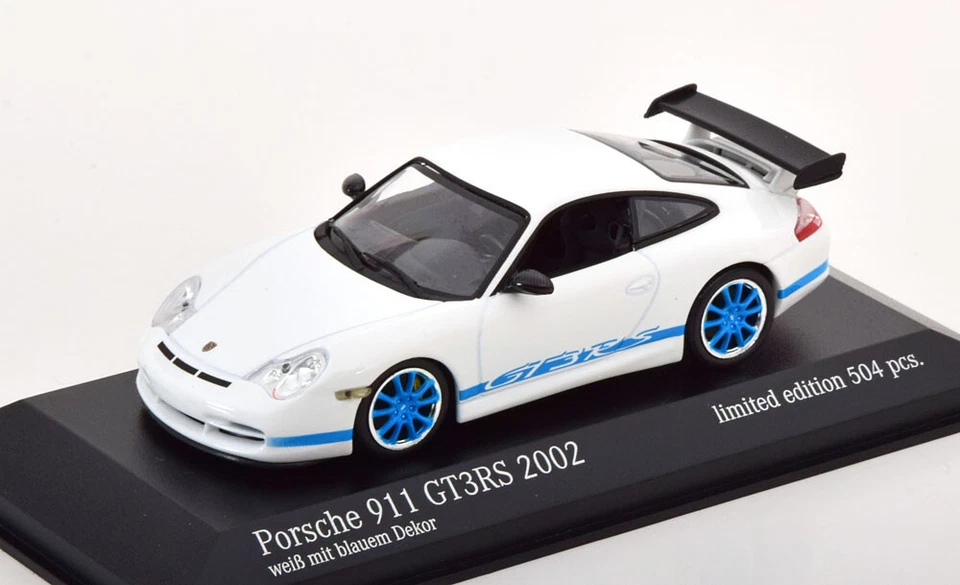 Porsche 911 (996) GT3 RS weiß/blau Minichamps 1 43 403062029