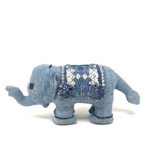 Ock Pop Tok Cloth Colorful Stuffed Elephants Boho Plush Animal Indian Decor Blue - Picture 1 of 5