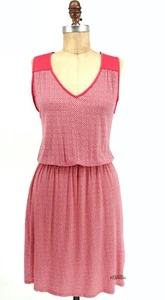 Anthropologie Deletta Jersey Dress SZ Small S Casual Chevron Shirtdress Mod Red - Picture 1 of 9