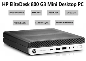 FCS HP EliteDesk 800 G3 Mini PC, Intel i5-6500T, 16GB RAM, 256GB SSD, Windows 11 - Picture 1 of 6