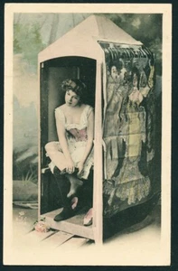 French 1905 Risque MODEL Lingerie Beach Cabana ADVERTISING Theatre Poster - Picture 1 of 1