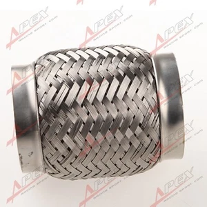 US STOCK 3" Exhaust Flex Pipe 4" Length Stainless Steel Coupling Interlock - Picture 1 of 6