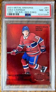 2021 SKYBOX METAL UNIVERSE COLE CAUFIELD RC RED PMG RETRO ROOKIE #ED /100 PSA 8 - Bild 1 von 2