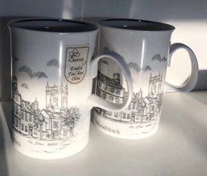 Pair of Dunoon Bone China Mugs the Bear Hotel at Woodstock Oxfordshire - Picture 1 of 4