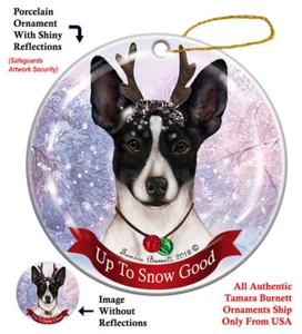 Up to Snow Good Ornament - Cropped Black and White Rat Terrier - Picture 1 of 1